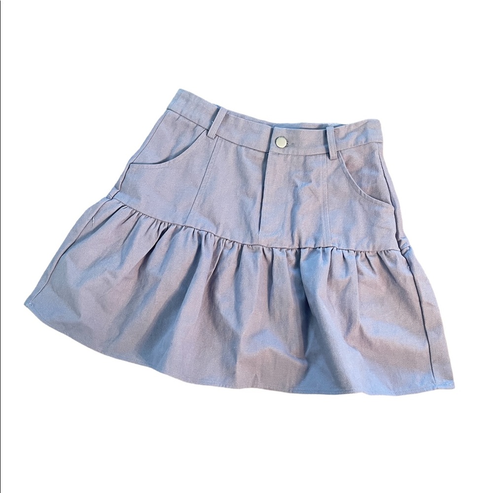 Shein Womens Skirt Sz Small Pastel Blue Denim Skater Bottoms